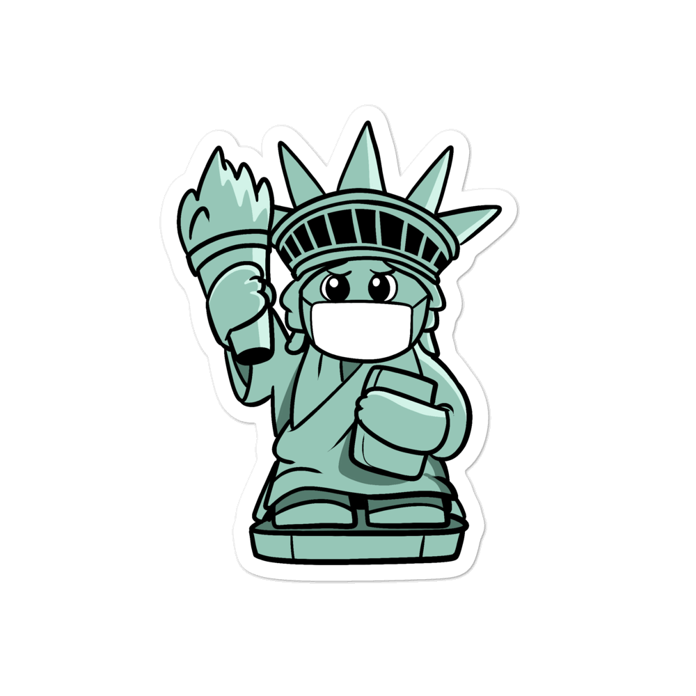 Masked Liberty Cartoon - Bubble-free stickers