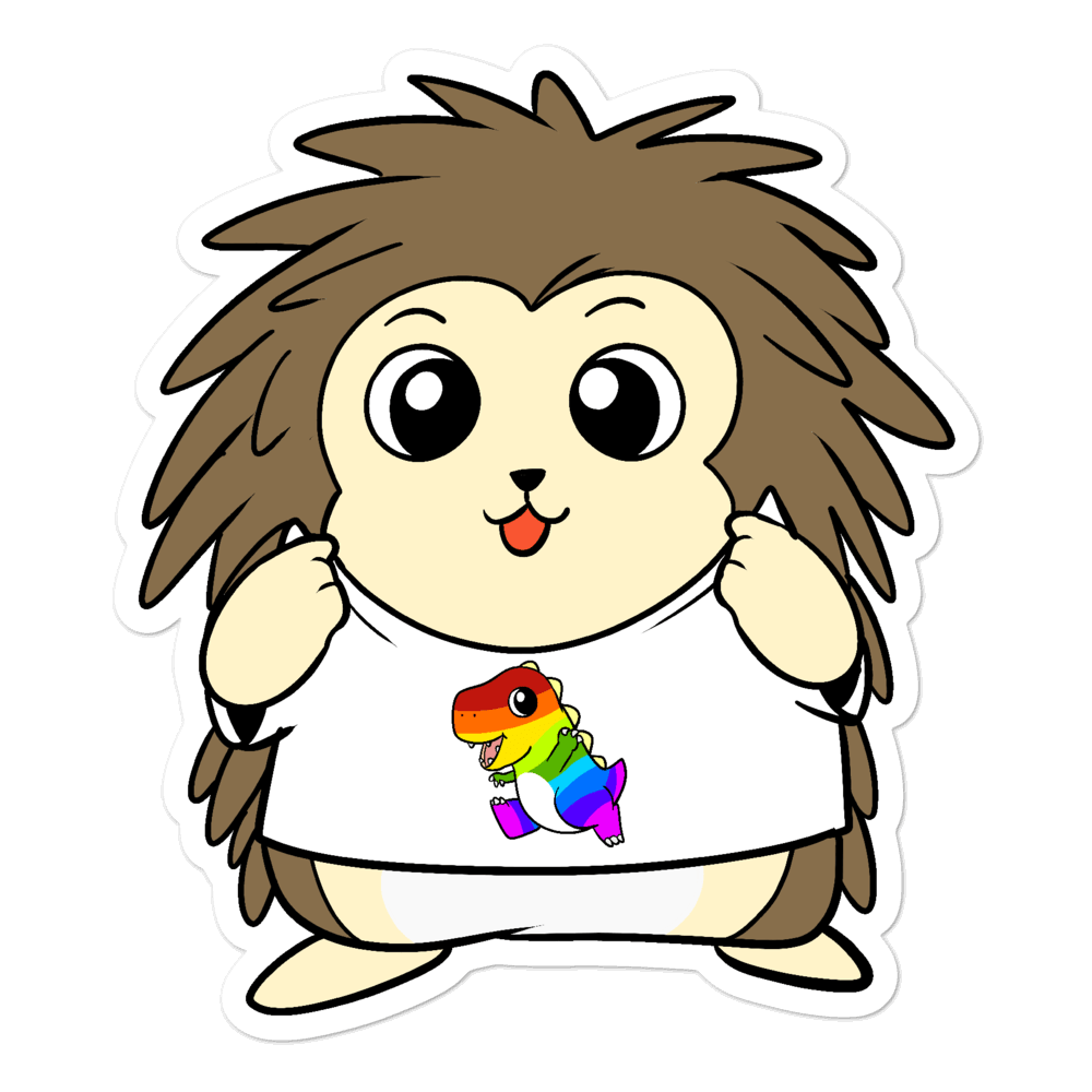 LGBTQ Tyrannosaurus Rex Cartoon Porcupine - Bubble-free stickers
