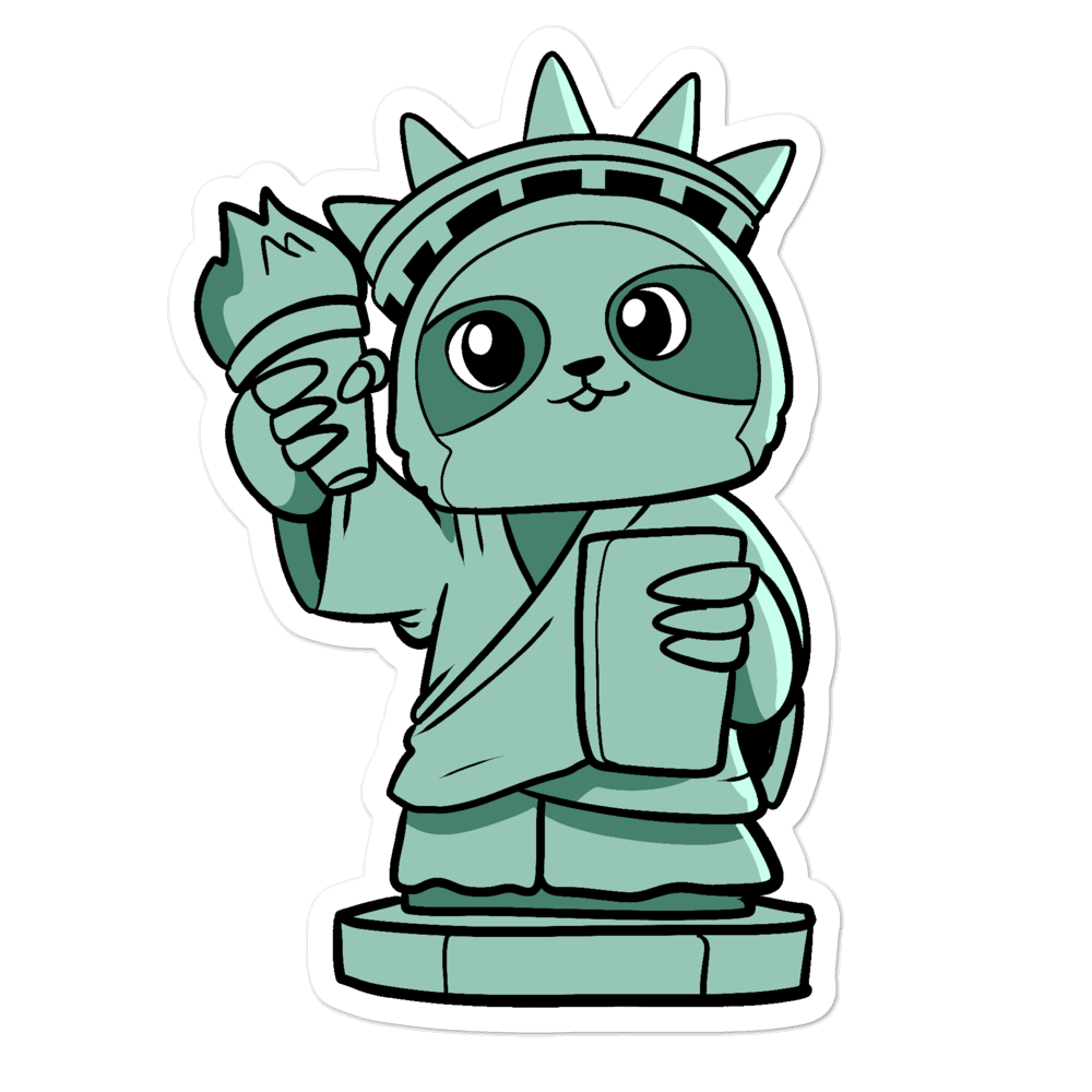 Sloth of Liberty Cartoon - Bubble-free stickers