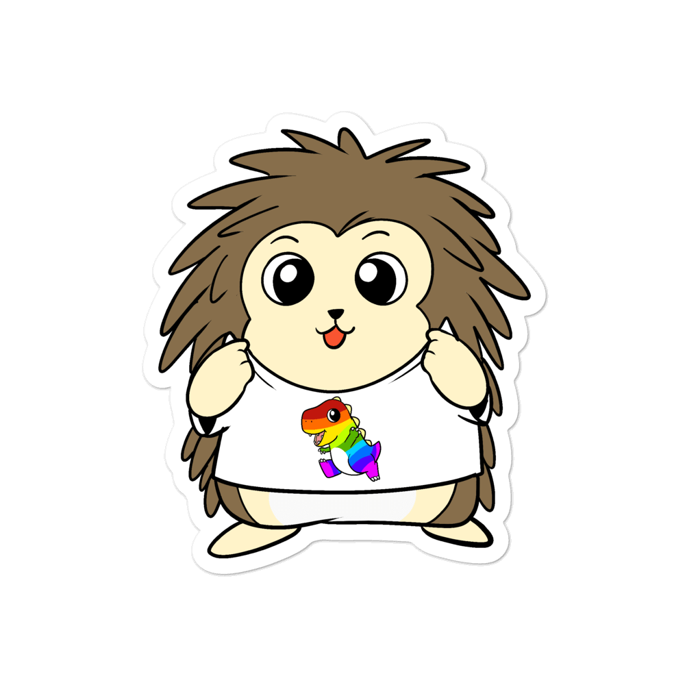 LGBTQ Tyrannosaurus Rex Cartoon Porcupine - Bubble-free stickers