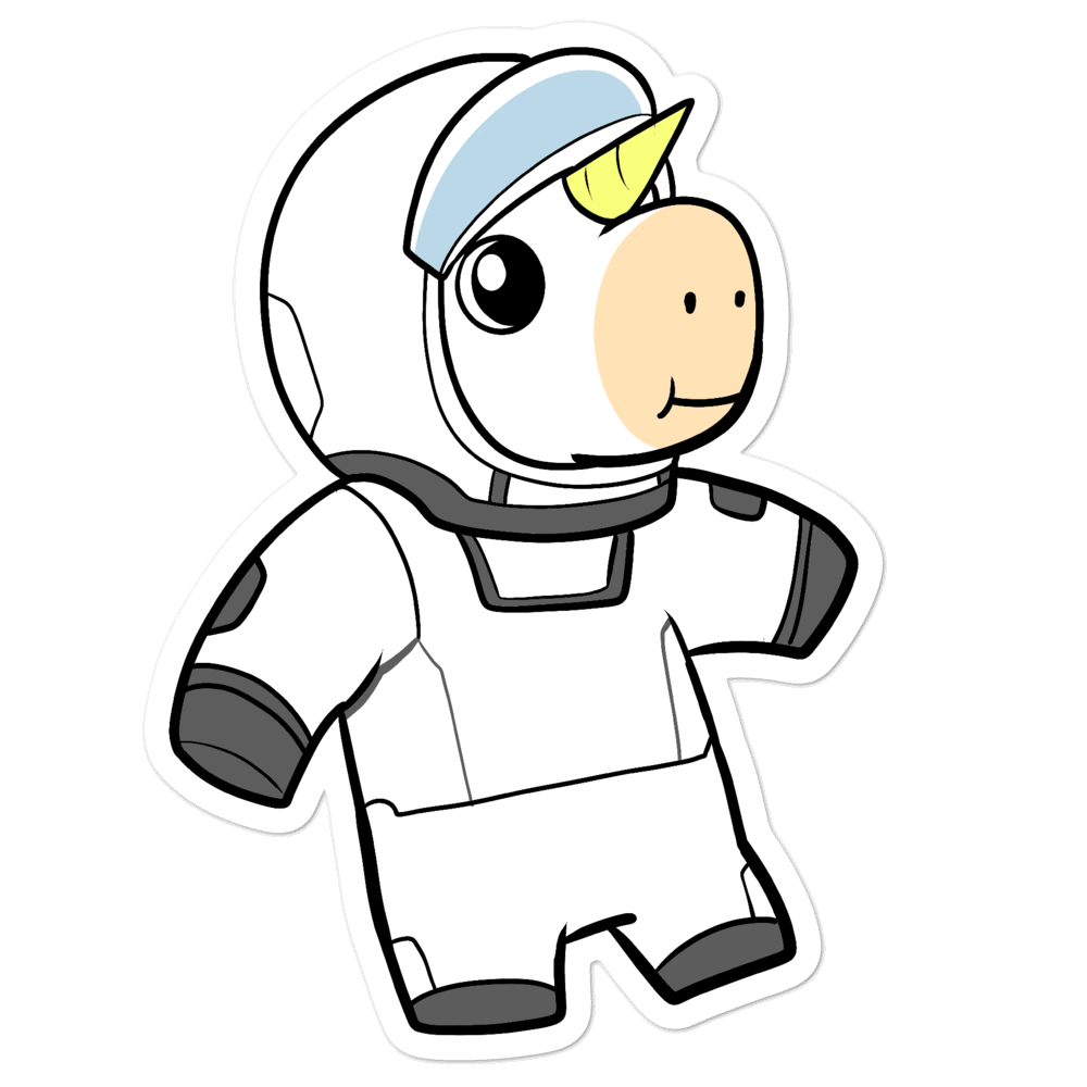 Space Unicorn Cartoon - Bubble-free stickers