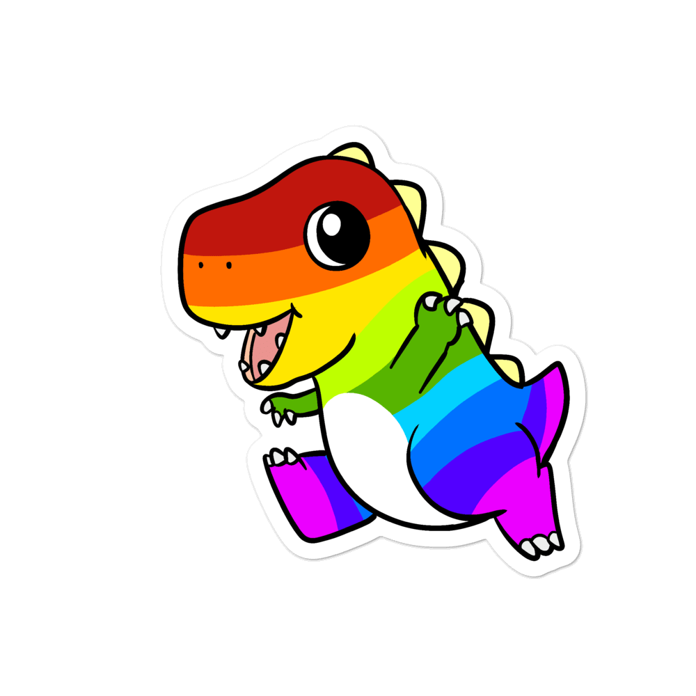 LGBTQ Tyrannosaurus Rex Cartoon - Bubble-free stickers