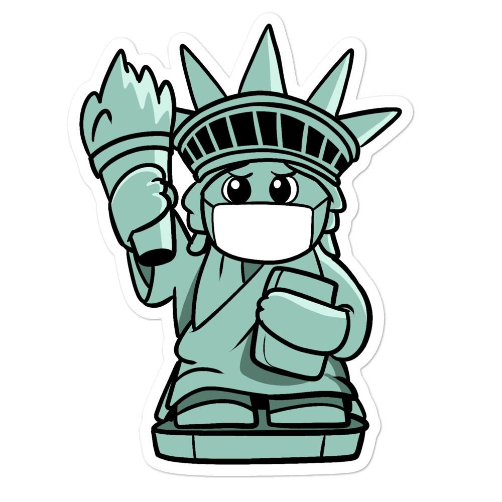 Masked Liberty Cartoon - Bubble-free stickers
