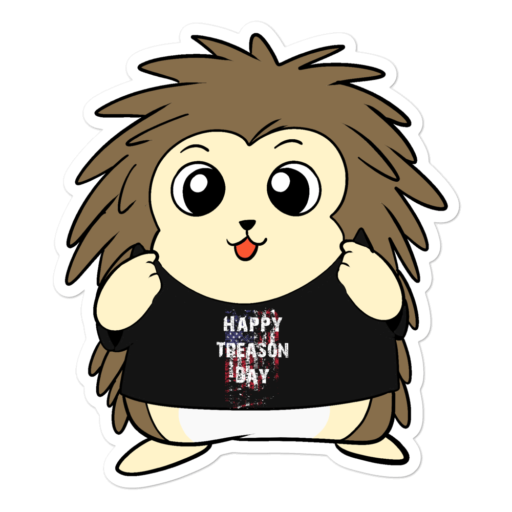 Happy Treason Day Cartoon Porcupine - Bubble-free stickers