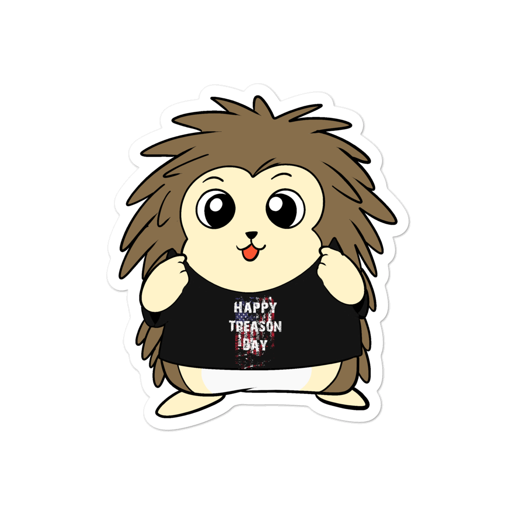 Happy Treason Day Cartoon Porcupine - Bubble-free stickers