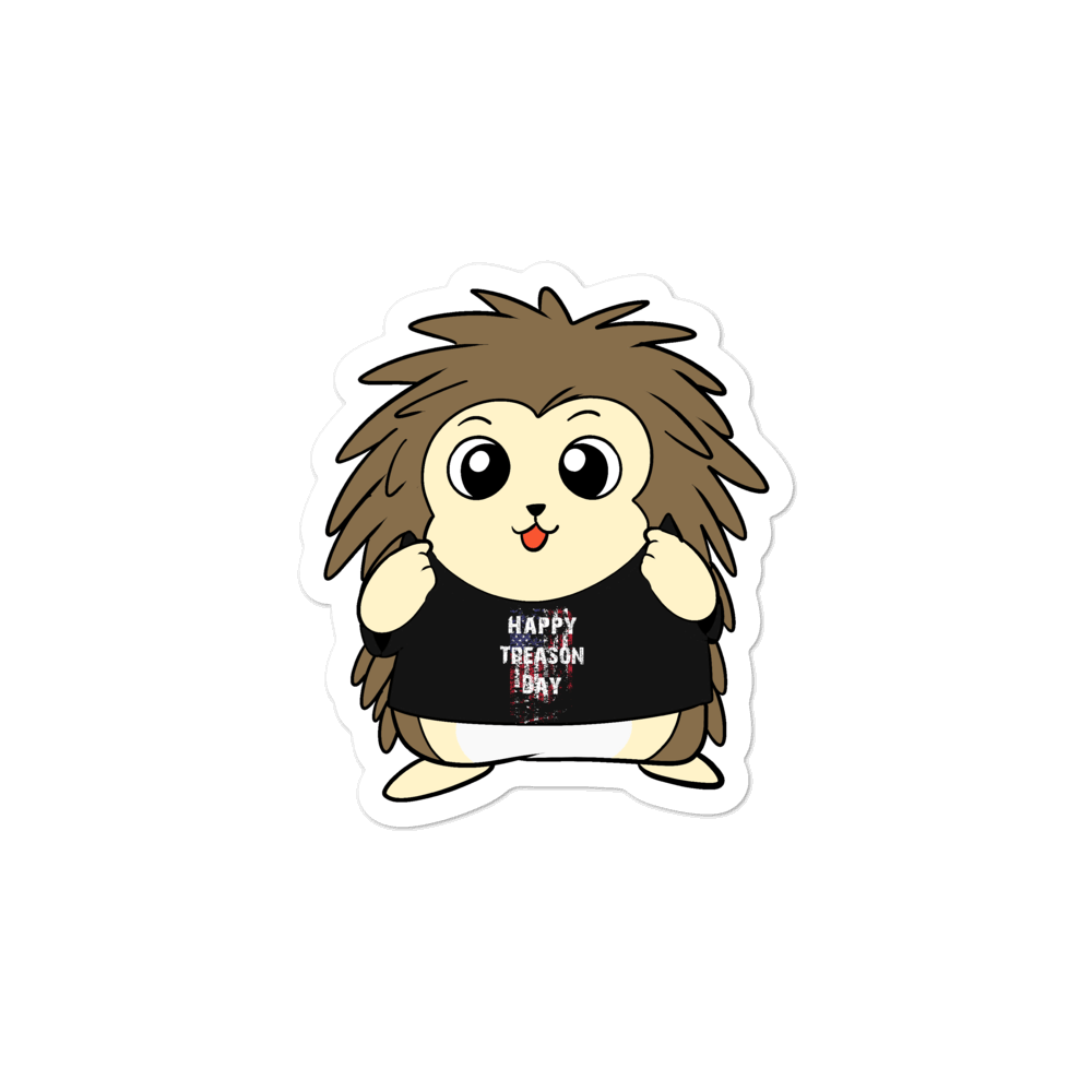 Happy Treason Day Cartoon Porcupine - Bubble-free stickers