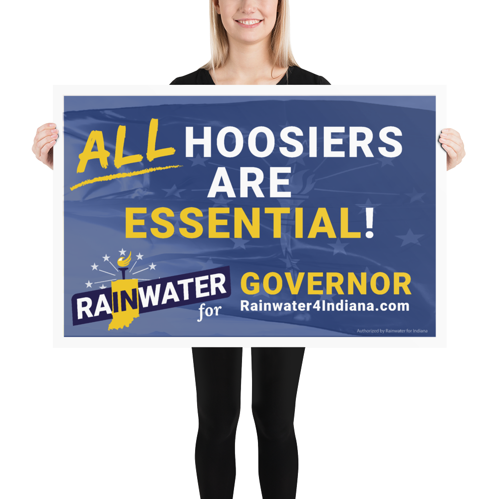 Rainwater for Indiana All Hoosiers are Essential Rally Poster