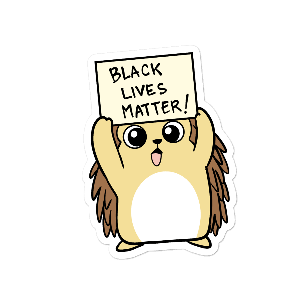 Black Lives Matter Porcupine Cartoon - Bubble-free stickers