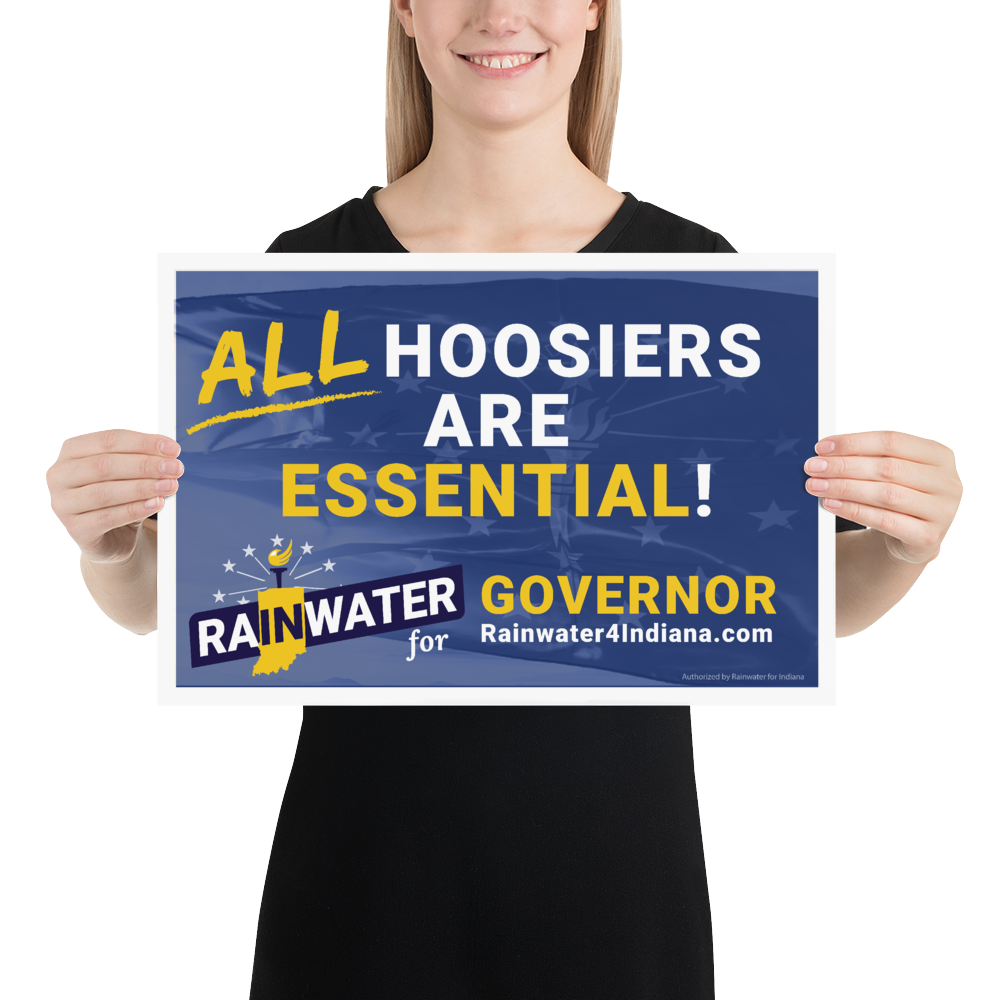 Rainwater for Indiana All Hoosiers are Essential Rally Poster