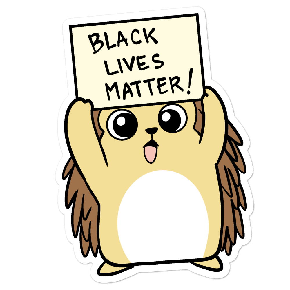 Black Lives Matter Porcupine Cartoon - Bubble-free stickers