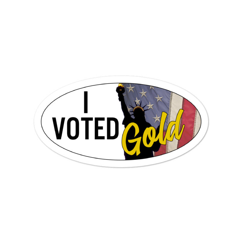 I Voted Gold - Vote Stickers 1 x 2 Ovals (Quantity 8)