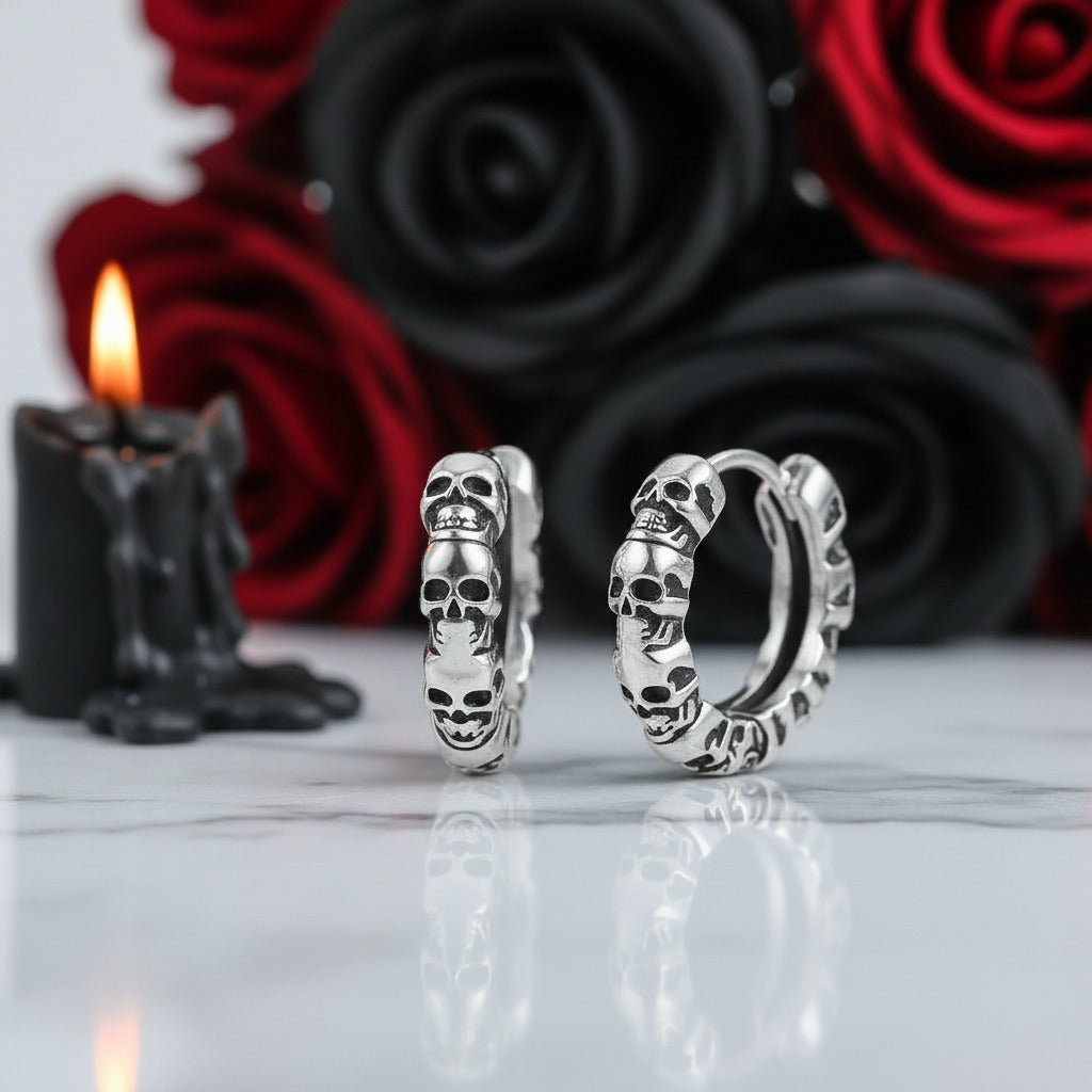 Multiple Skull Gothic Unisex Hoop Earrings