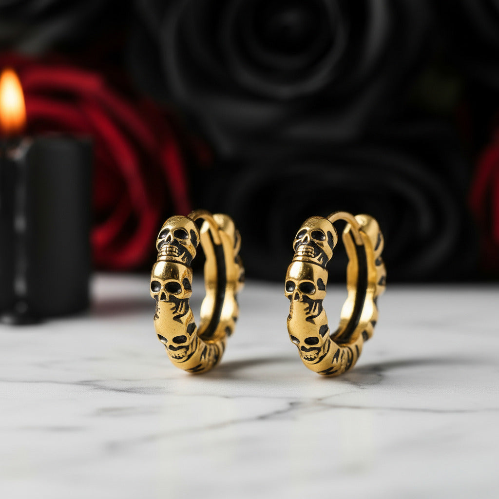 Multiple Skull Gothic Unisex Hoop Earrings