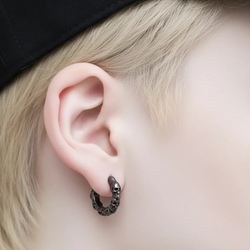 Multiple Skull Gothic Unisex Hoop Earrings