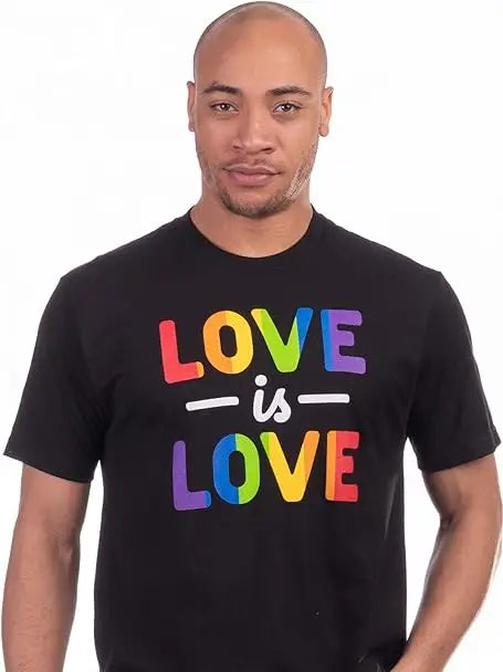 Front view of unisex crew neck Love Is Love Pride T‑shirt