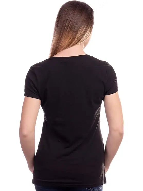 Back view of women’s V‑neck Love Is Love Pride T‑shirt