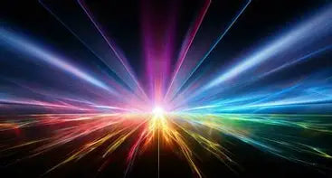 Abstract burst of multicolored light rays on a dark background, symbolizing diversity and open conversation for Pride Month.