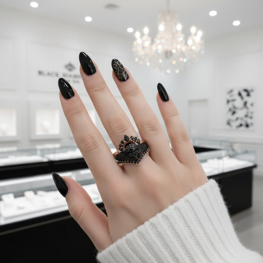 My Queen- 3pc Rose Gold Black Diamond Option Gothic Ring