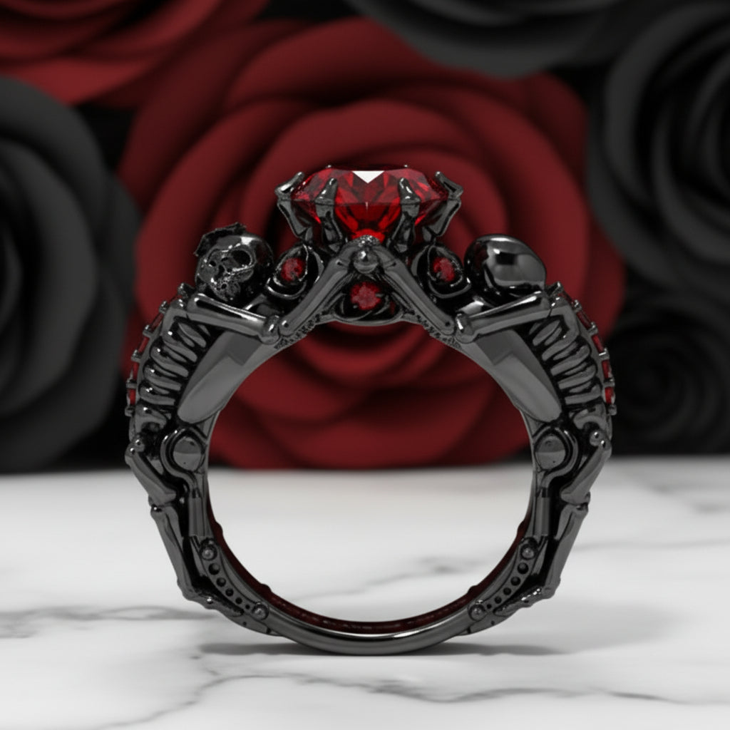 My Ride or Die Promise Ring (Biker Series)- 1.5 Ct Round Cut Diamond Option Gothic Ring