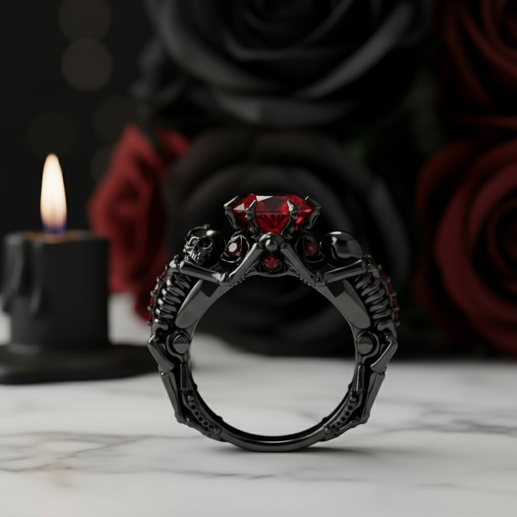 My Ride or Die Promise Ring (Biker Series)- 1.5 Ct Round Cut Diamond Option Gothic Ring