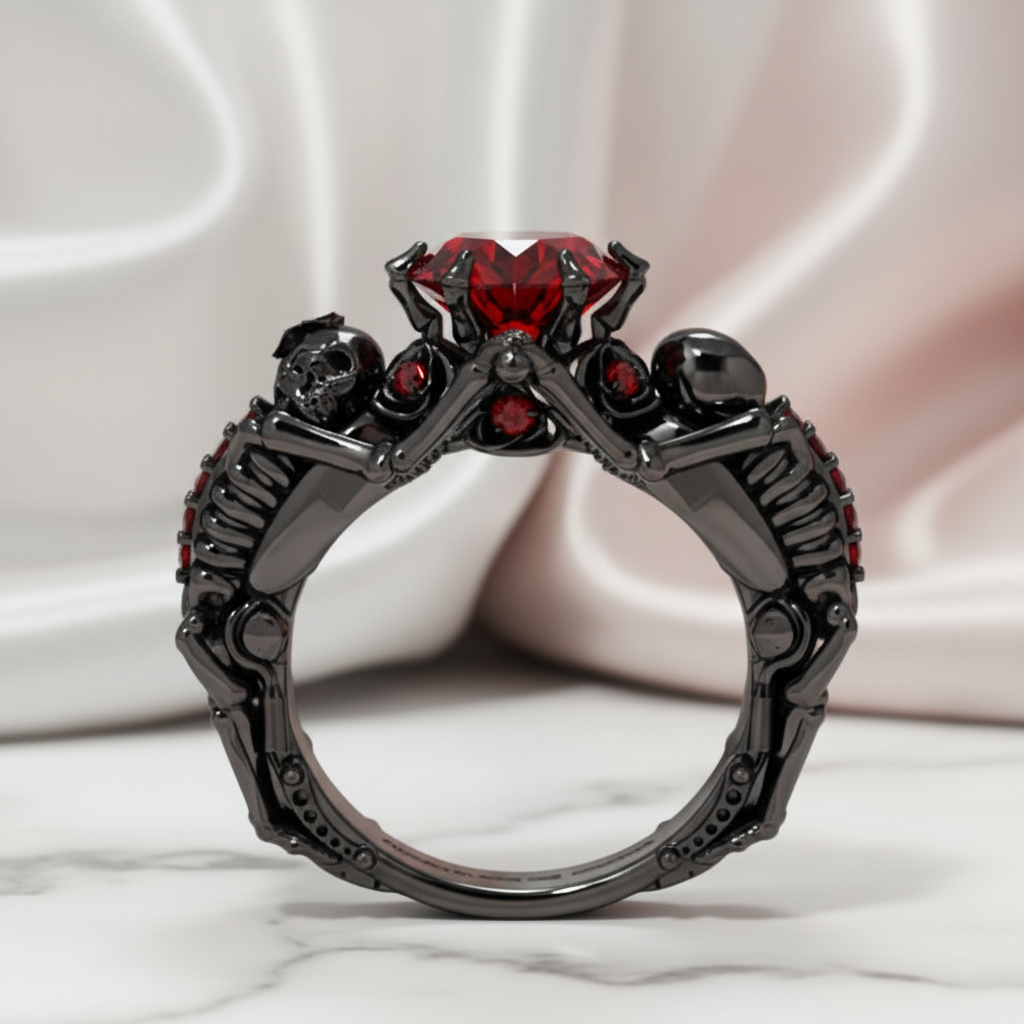 My Ride or Die Promise Ring (Biker Series)- 1.5 Ct Round Cut Diamond Option Gothic Ring