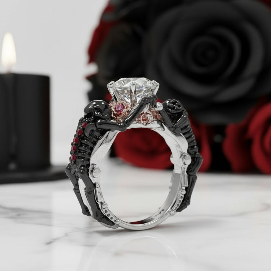 My Ride or Die Promise Ring (Biker Series)- 1.5 Ct Round Cut Diamond Option Gothic Ring