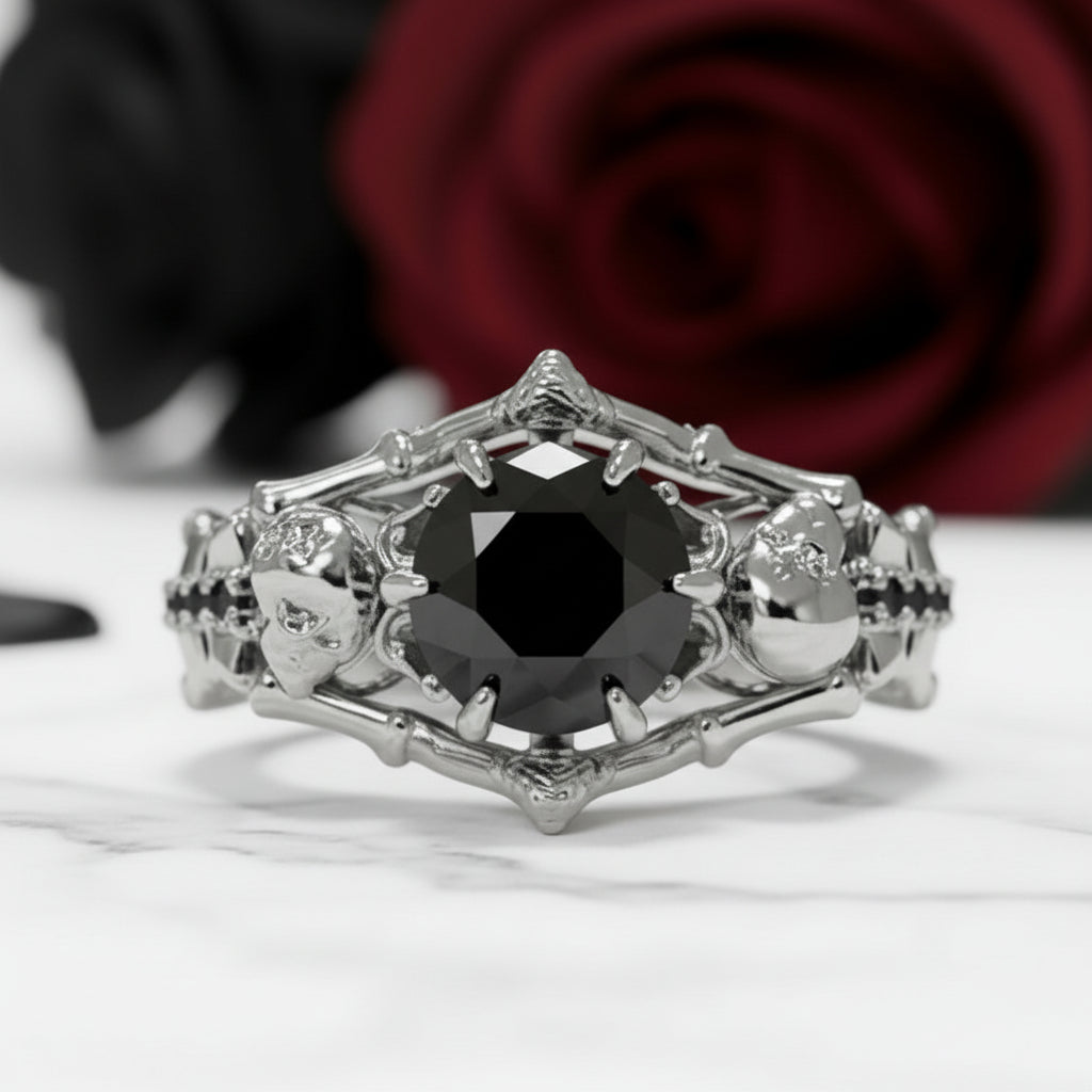 My Ride or Die Promise Ring (Biker Series)- 1.5 Ct Round Cut Diamond Option Gothic Ring