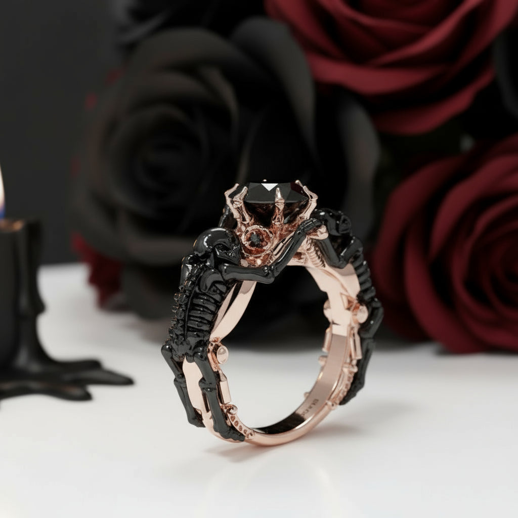 My Ride or Die Promise Ring (Biker Series)- 1.5 Ct Round Cut Diamond Option Gothic Ring