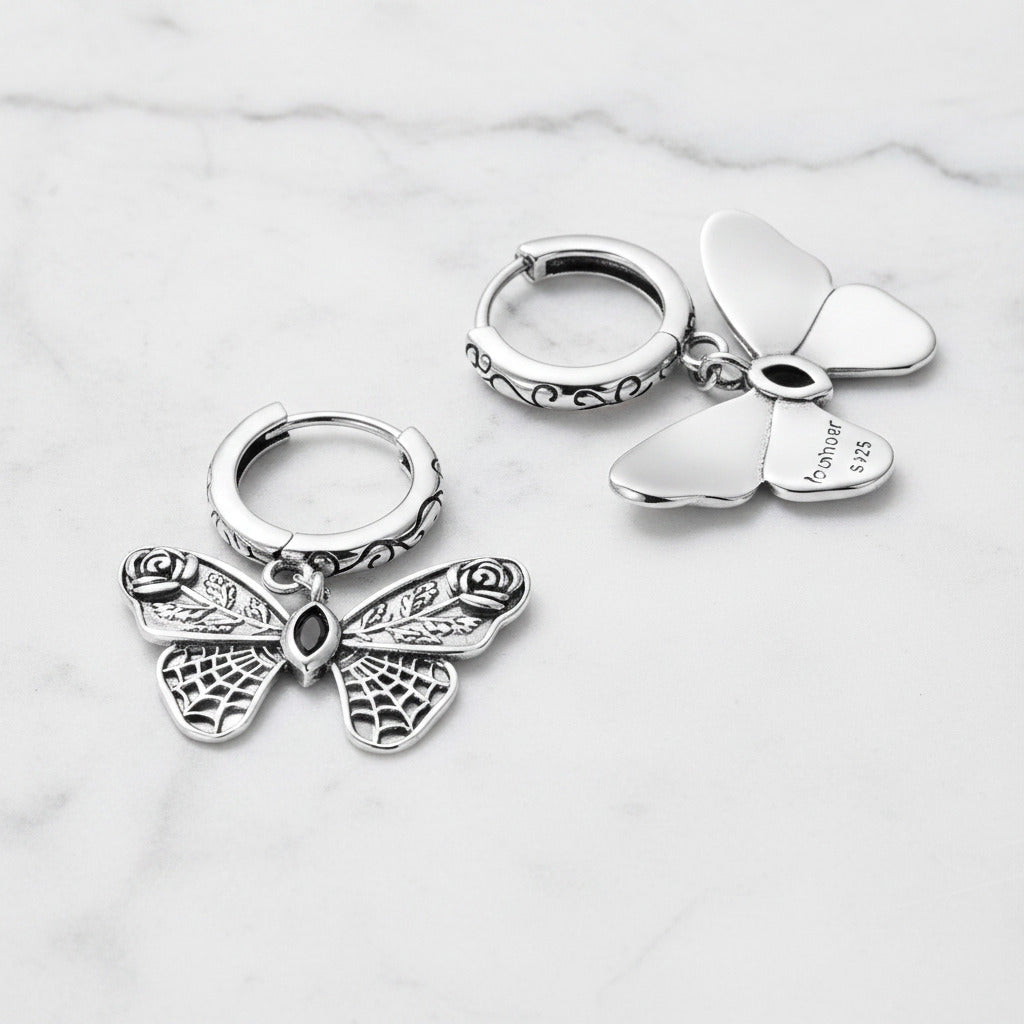 Mysterious Rose Butterfly & Coffin Gothic Earrings