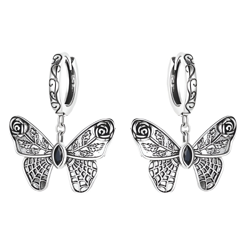 Mysterious Rose Butterfly & Coffin Gothic Earrings