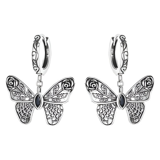 Mysterious Rose Butterfly & Coffin Gothic Earrings