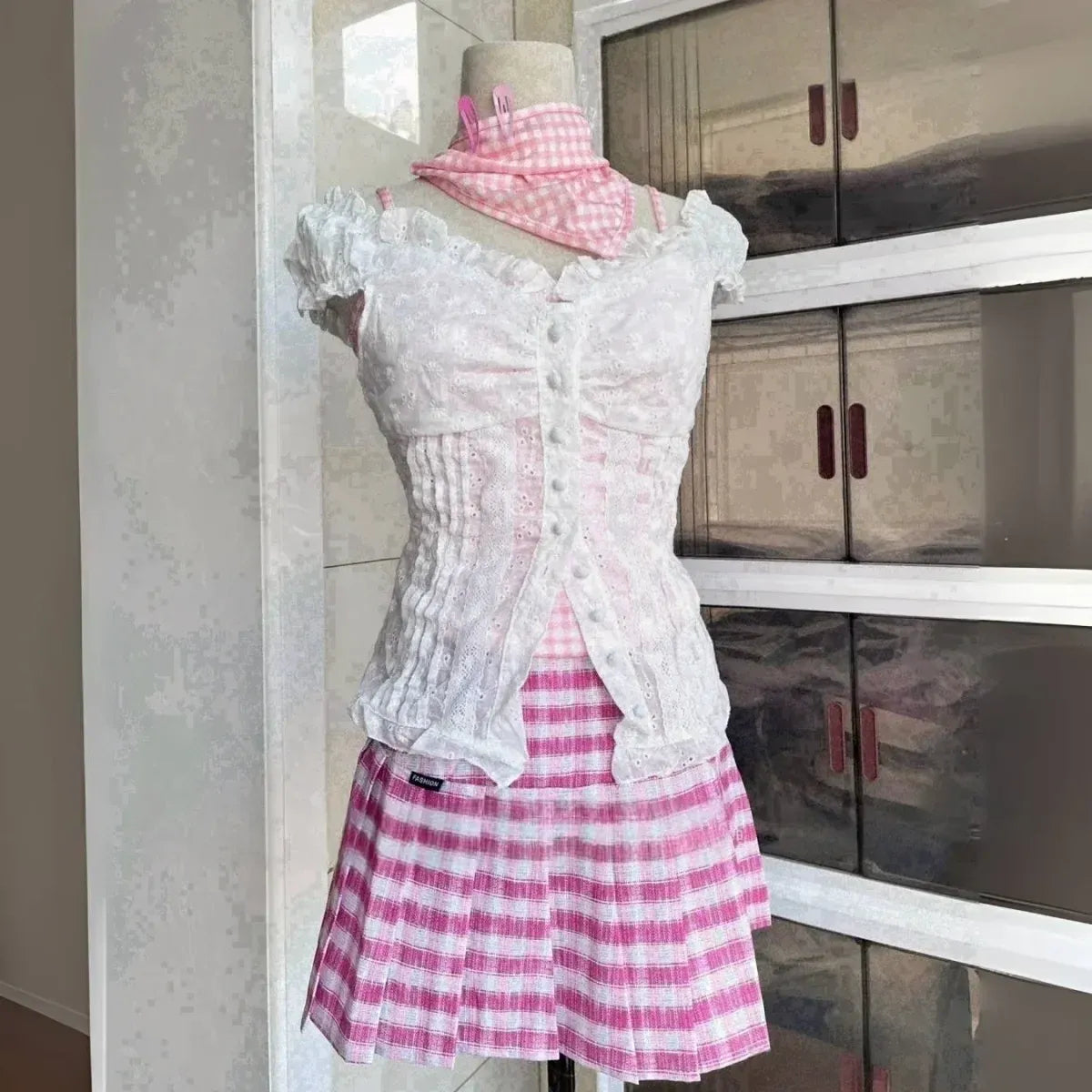 NANA Komatsu Cosplay Costume - Lolita Kawaii Pink Skirt Suit