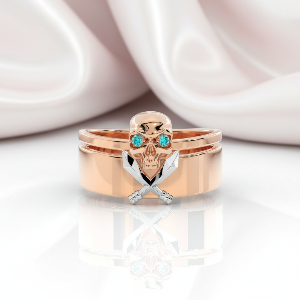 Necromancer's Couples Ring- 14k Rose Gold Video Game Inspired Rings