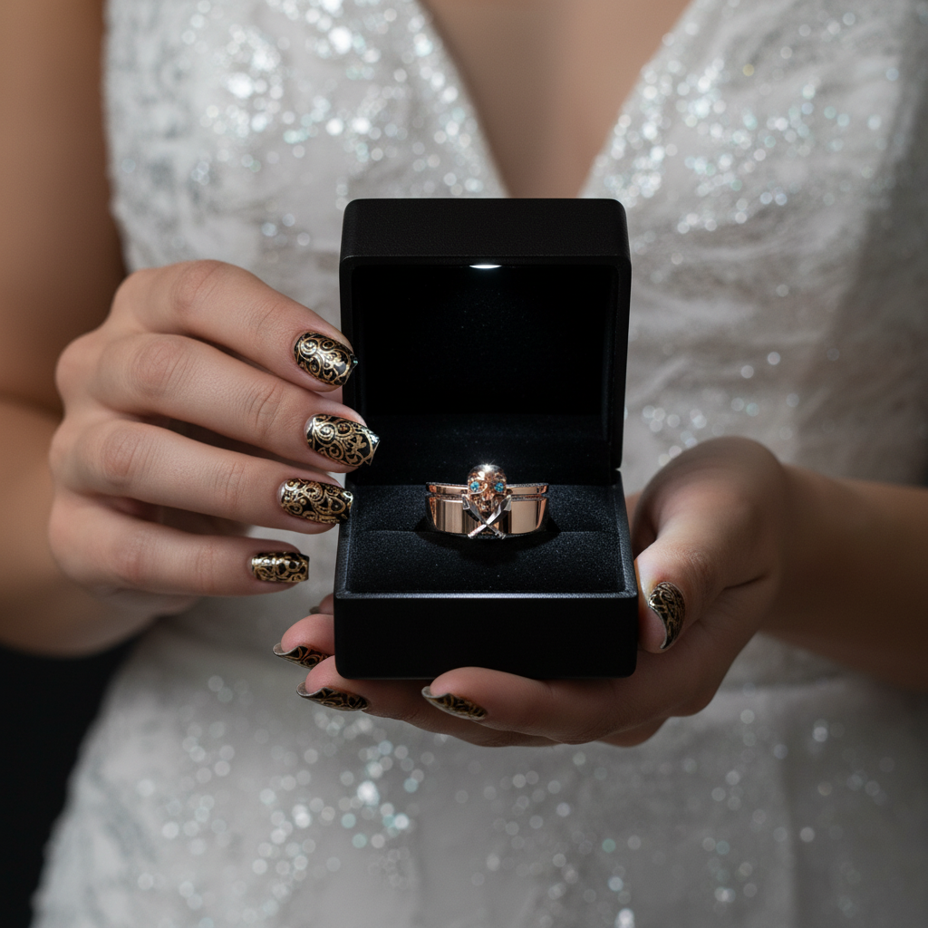 Necromancer's Couples Ring- 14k Rose Gold Video Game Inspired Rings