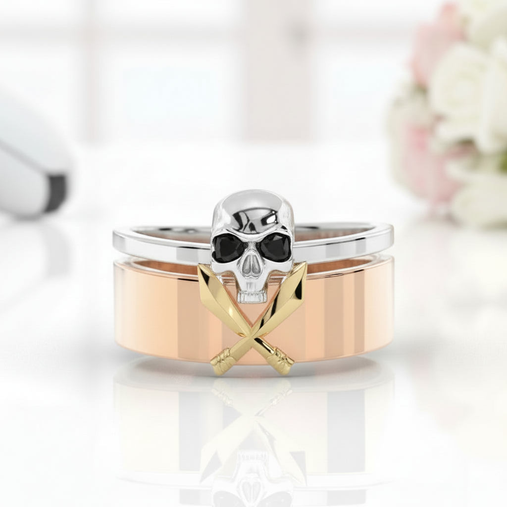 Necromancer's Couples Ring- 14k Rose Gold Video Game Inspired Rings