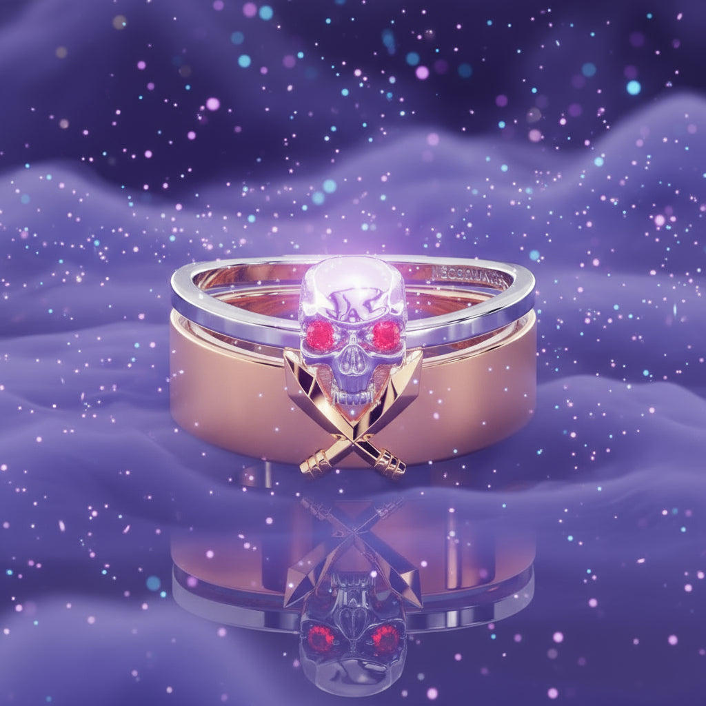 Necromancer's Couples Ring- 14k Rose Gold Video Game Inspired Rings
