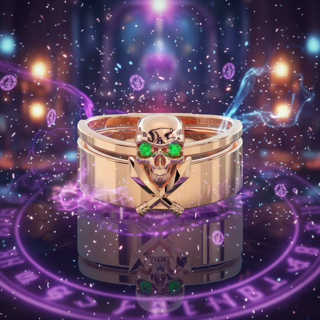 Necromancer's Couples Ring- 14k Rose Gold Video Game Inspired Rings