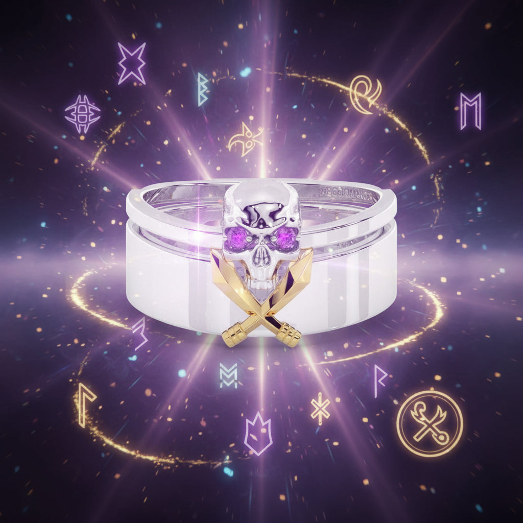 Necromancer's Couples Ring- 14k Rose Gold Video Game Inspired Rings