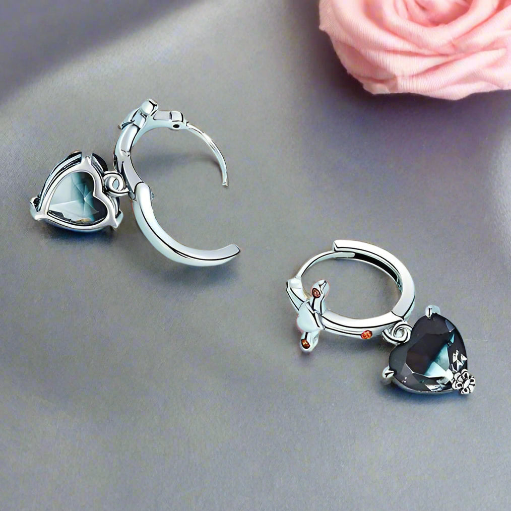 Neo-Gothic Heart & Cross Hoop Earrings
