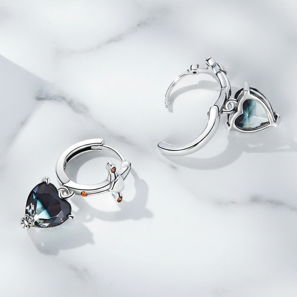 Neo-Gothic Heart & Cross Hoop Earrings