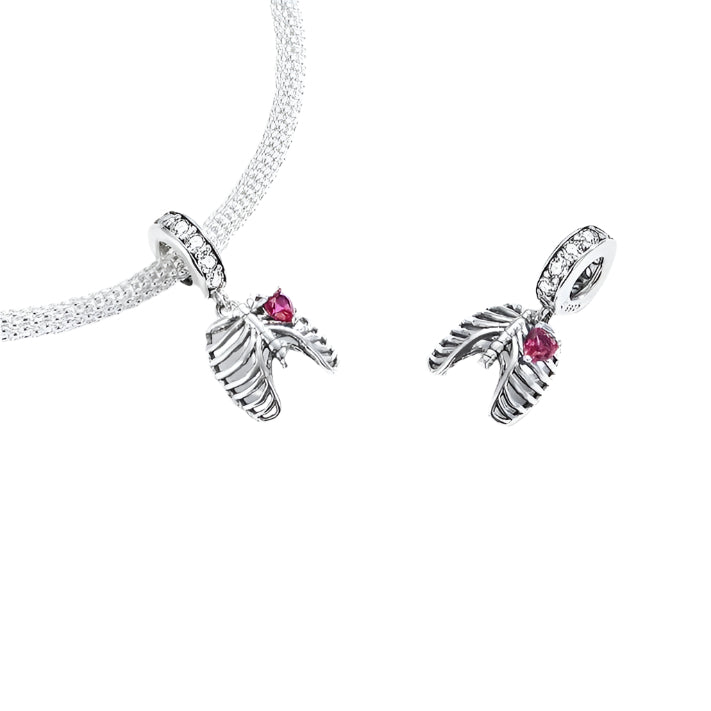 Neo-Gothic Skeleton Ribs & Heart Charm