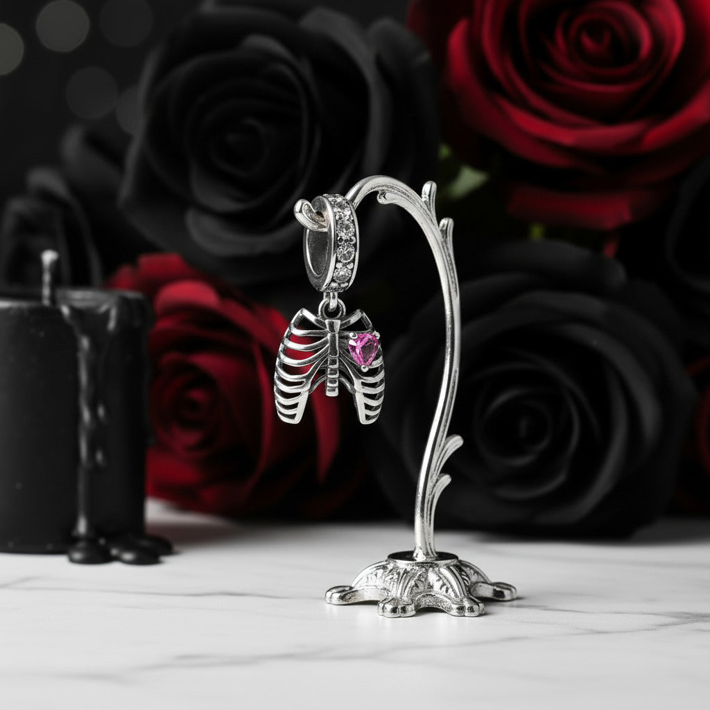 Neo-Gothic Skeleton Ribs & Heart Charm