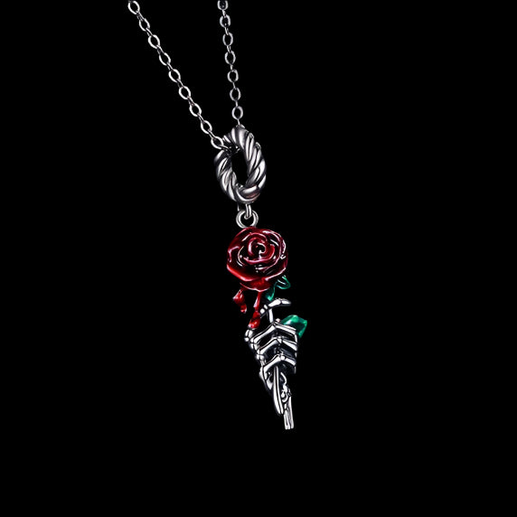 Neo-Gothic Skull & Enamel Blood Roses Charms