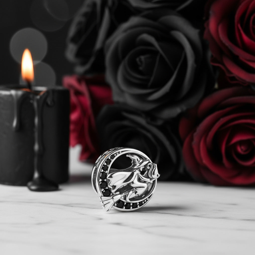 Neo-Gothic Skull & Enamel Blood Roses Charms