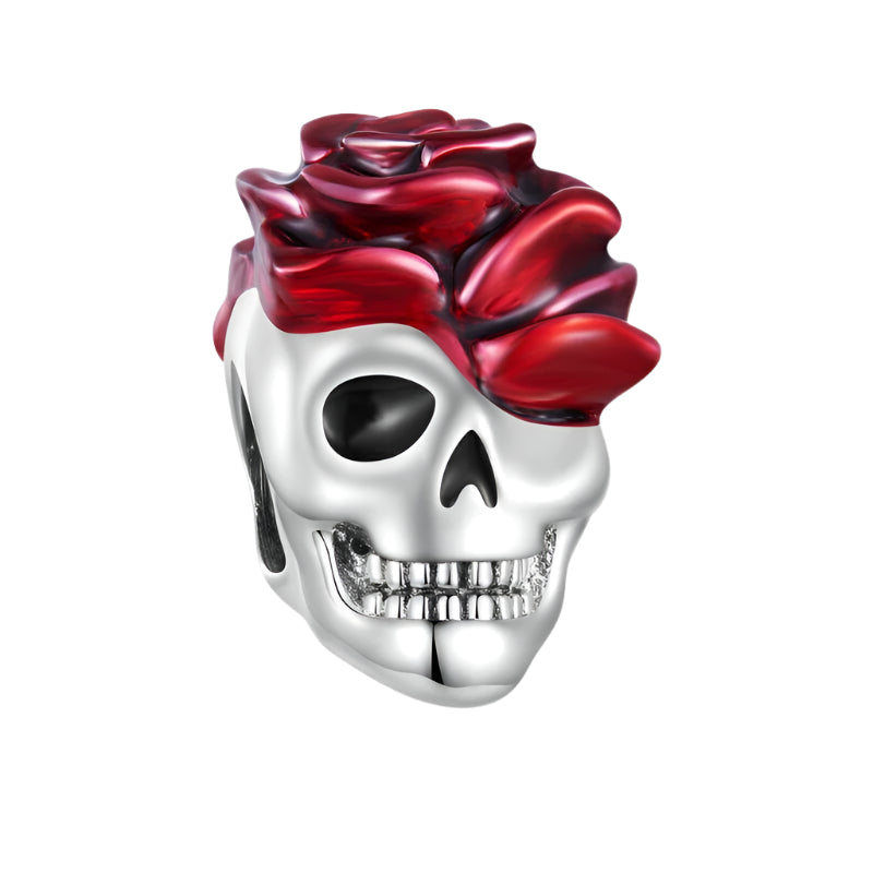 Neo-Gothic Skull & Enamel Blood Roses Charms