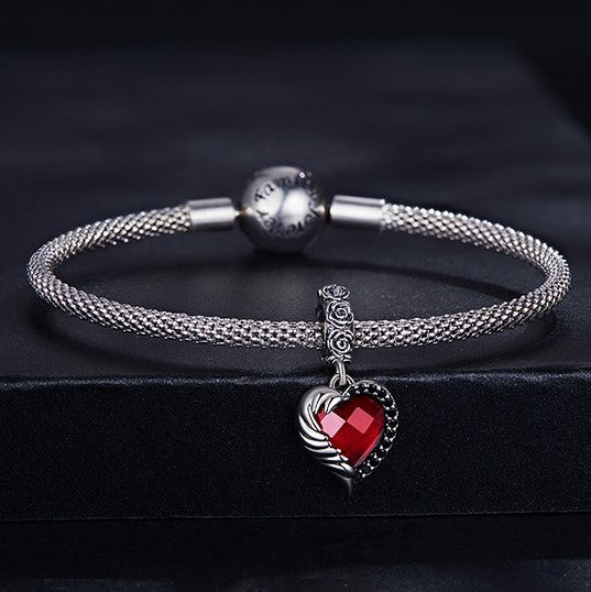 Neo-Gothic Skull & Enamel Blood Roses Charms