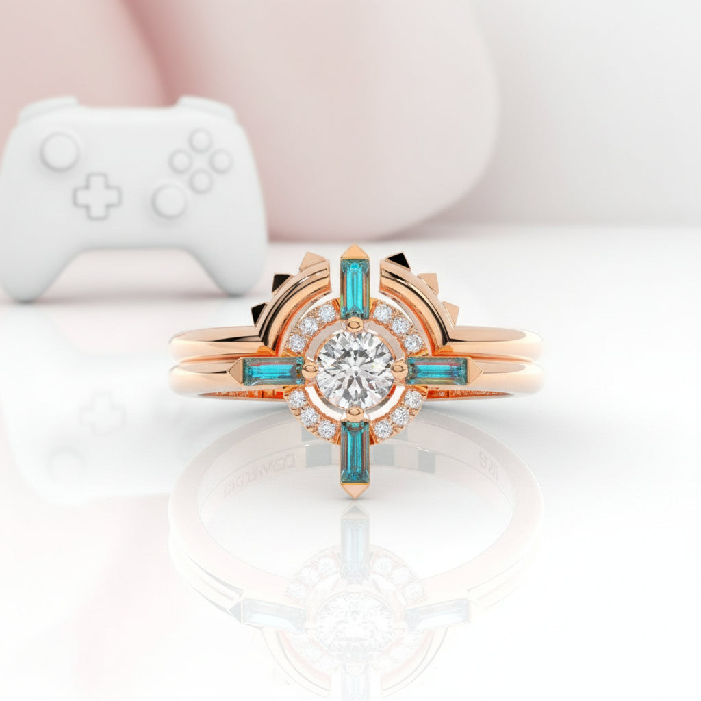 Outlaw's Ring Set- 14k Yellow Gold Video Game Inspired Rings