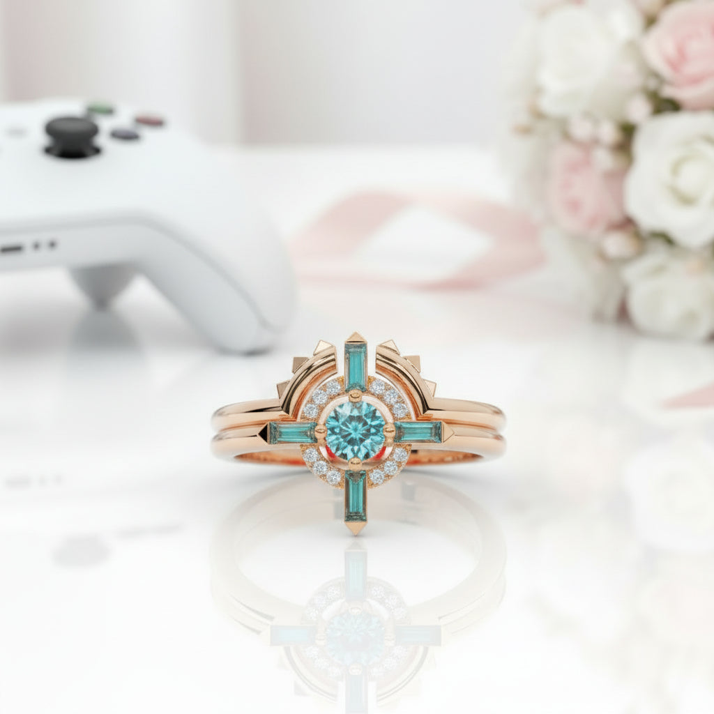 Outlaw's Ring Set- 14k Yellow Gold Video Game Inspired Rings