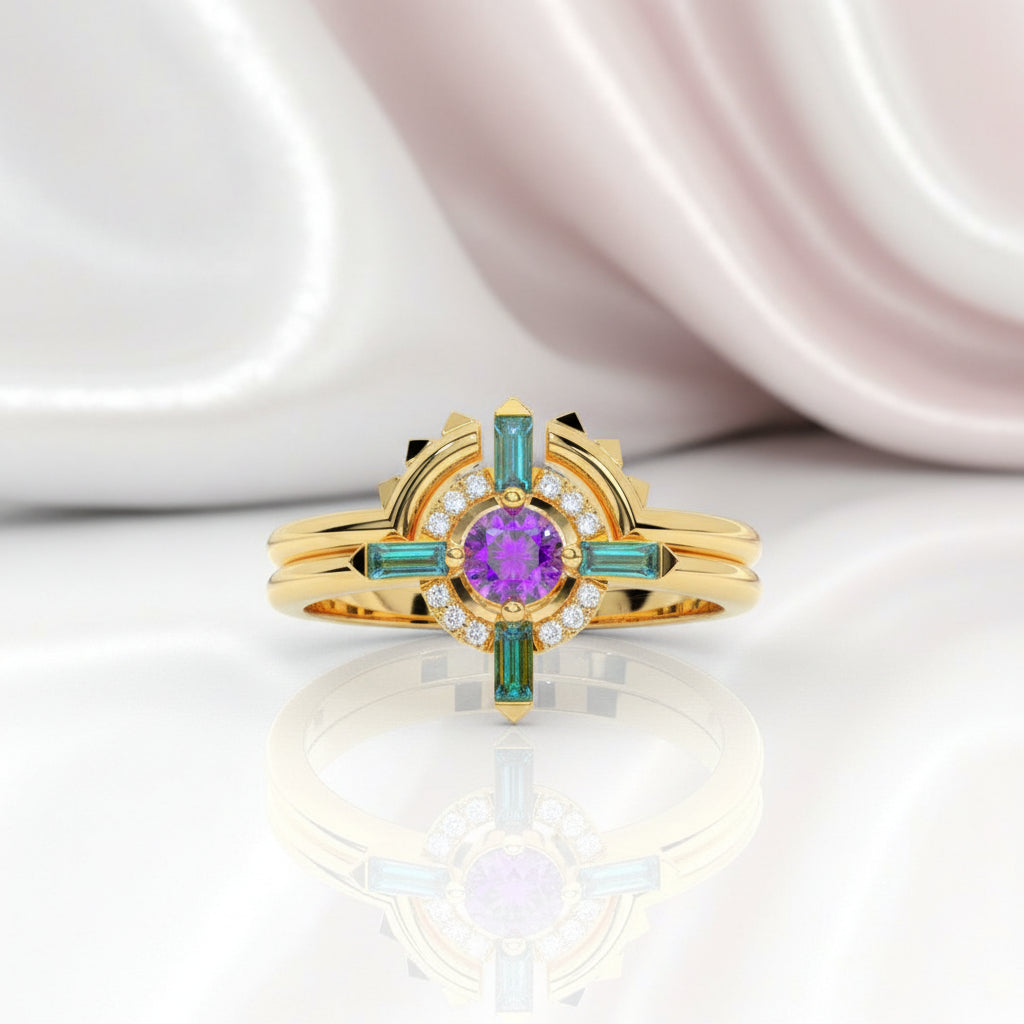 Outlaw's Ring Set- 14k Yellow Gold Video Game Inspired Rings