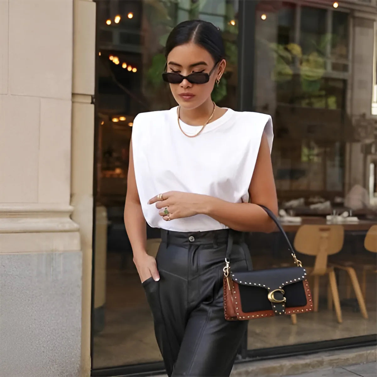 Ladies Padded Shoulder Blouse